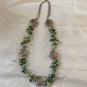 Green and Silver Beaded Necklace